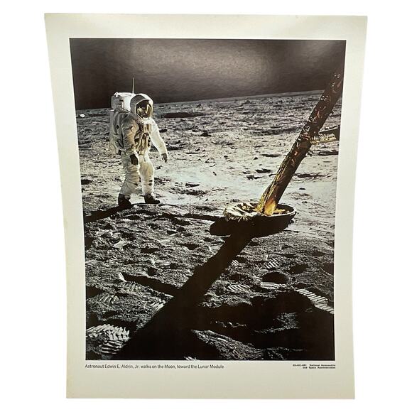 Astronaut Edwin Aldrin Jr Moonwalk NASA Lunar Module Photo 1969 - Picture 1 of 5